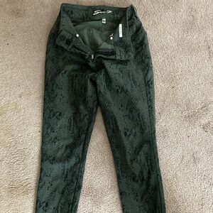 Seven7 Dark Green Snake Print Skinny Jeans